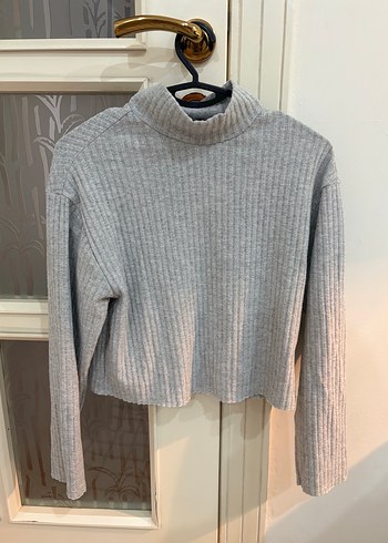 Gri Boğazlı Kadın Triko Kazak - Görsel 2