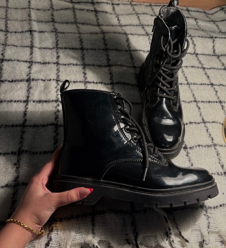 Kadın Siyah Rugan Goth Botlar - Görsel 3