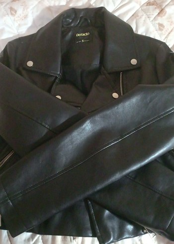 Tokalı Siyah Deri Biker Ceket - Görsel 9