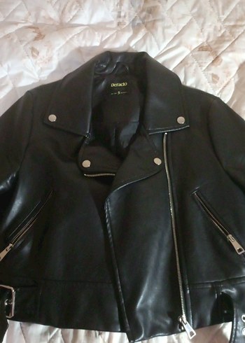 Tokalı Siyah Deri Biker Ceket - Görsel 5