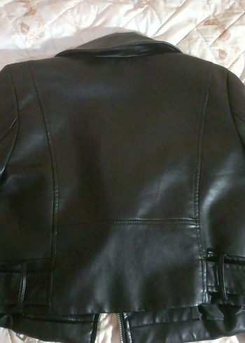 Tokalı Siyah Deri Biker Ceket - Görsel 2