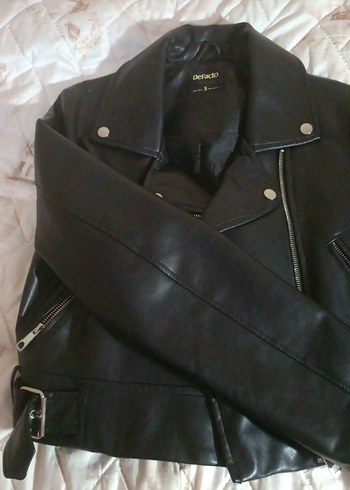 Tokalı Siyah Deri Biker Ceket - Görsel 8