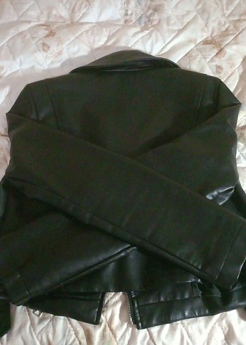 Tokalı Siyah Deri Biker Ceket - Görsel 4