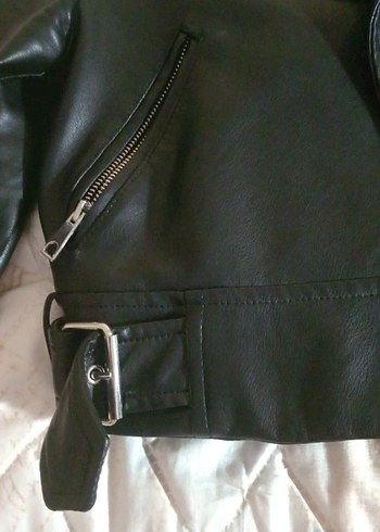 Tokalı Siyah Deri Biker Ceket - Görsel 6