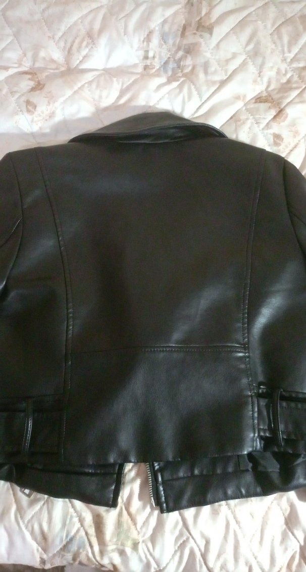 Tokalı Siyah Deri Biker Ceket - Görsel 2