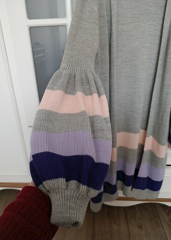 Gri Uzun Örgü Kadın Hırka - Görsel 4