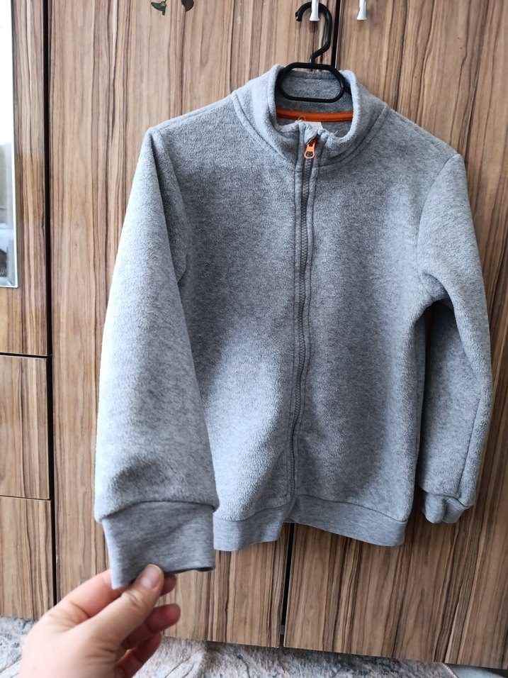 Gri Fermuarlı Erkek Çocuk Sweatshirt - Görsel 2