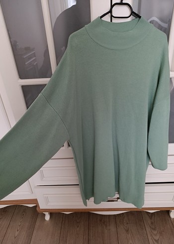 Gri Kadın Midi Örgü Sweatshirt - Görsel 2