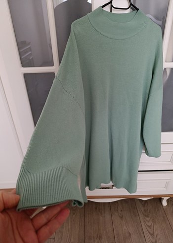 Gri Kadın Midi Örgü Sweatshirt - Görsel 3