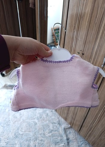 Nakışlı Mor Kız Çocuk Triko Yelek - Görsel 4