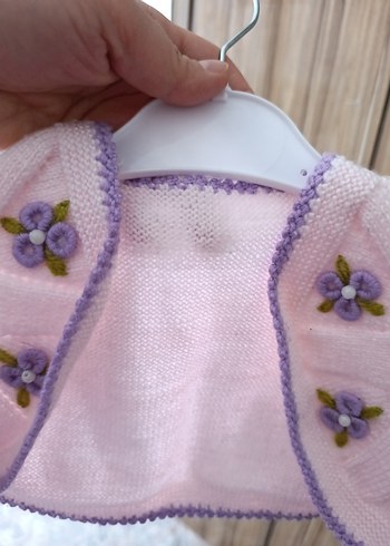 Nakışlı Mor Kız Çocuk Triko Yelek - Görsel 2