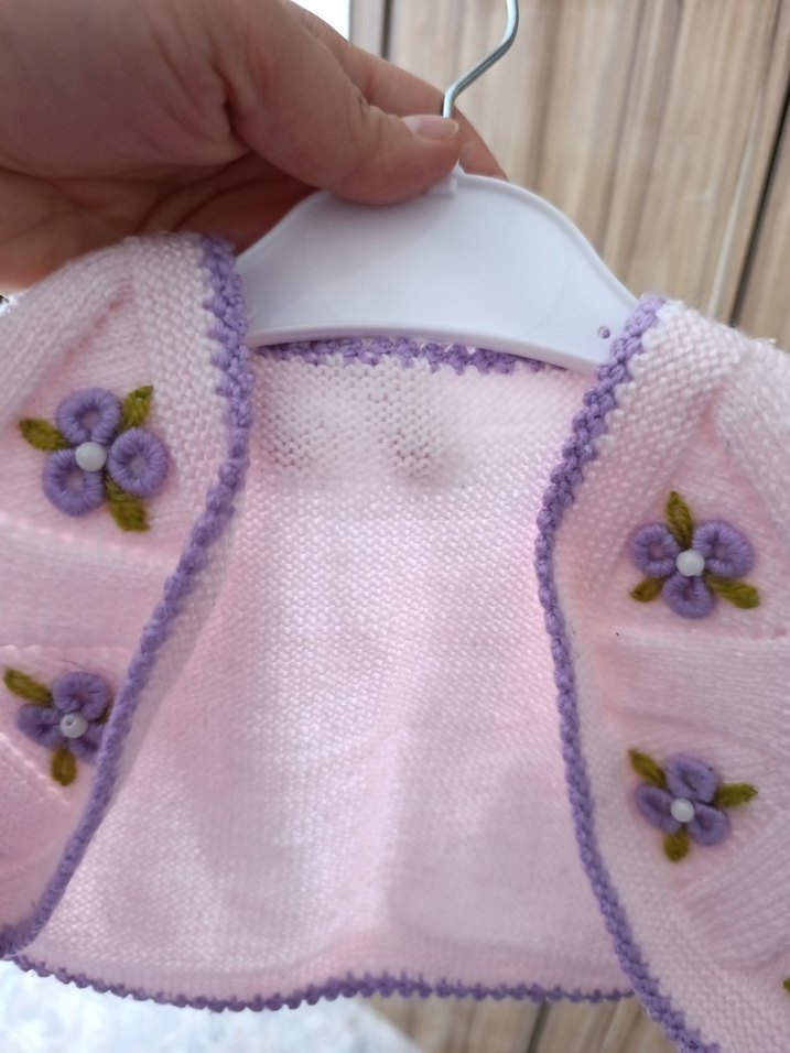 Nakışlı Mor Kız Çocuk Triko Yelek - Görsel 2
