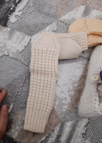 Kadın Örgü Çorap Seti Beyaz ve Açık Tonlar - Görsel 3