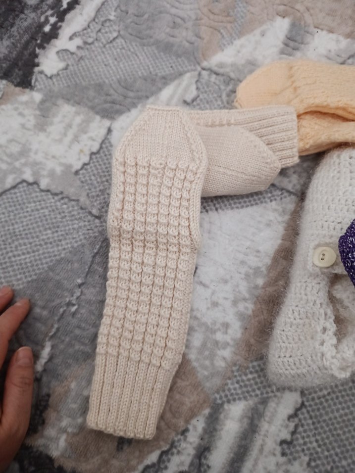 Kadın Örgü Çorap Seti Beyaz ve Açık Tonlar - Görsel 3