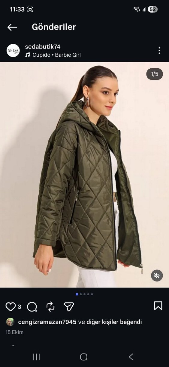 Kapüşonlu Haki Kadın Mont - Görsel 2