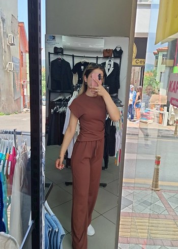 Zara Kahverengi Kısa Kollu Kadın Eşofman Takımı - Görsel 2