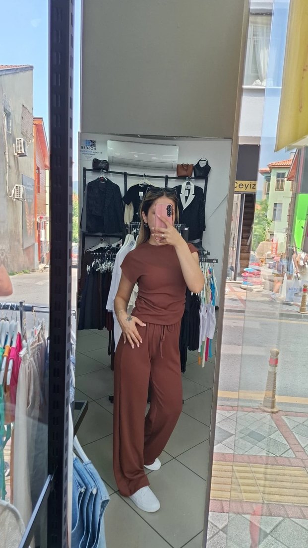 Zara Kahverengi Kısa Kollu Kadın Eşofman Takımı - Görsel 3