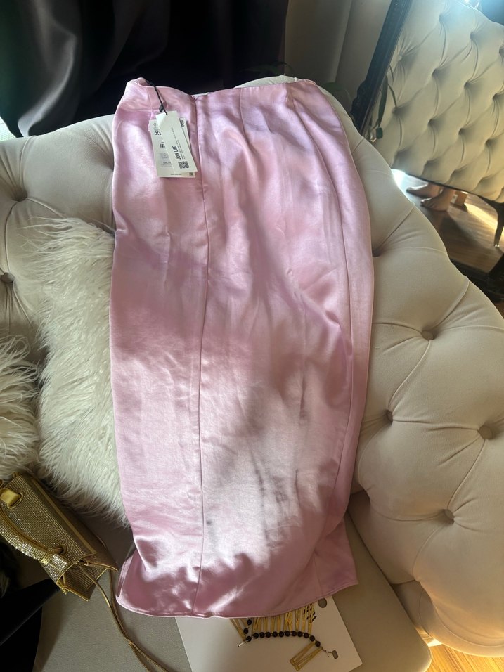 Pembe Drapeli Uzun Kadın Etek - Görsel 2