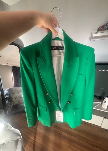 Yeşil Düğmeli zara etiketli Kadın Blazer Ceket - Görsel 3