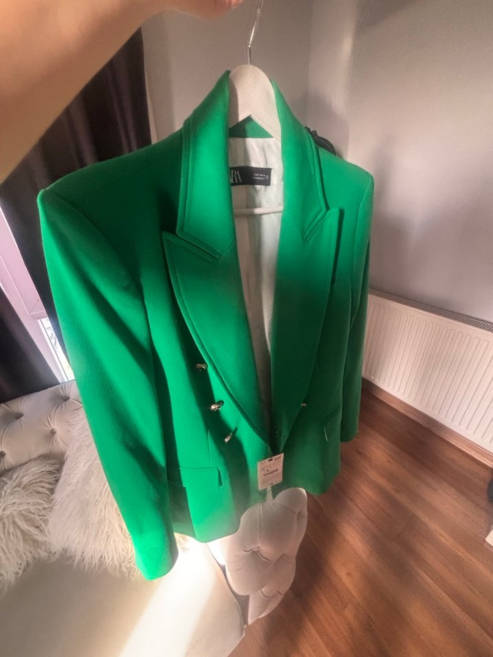 Yeşil Düğmeli zara etiketli Kadın Blazer Ceket - Görsel 4