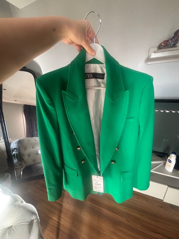 Yeşil Düğmeli zara etiketli Kadın Blazer Ceket - Görsel 3