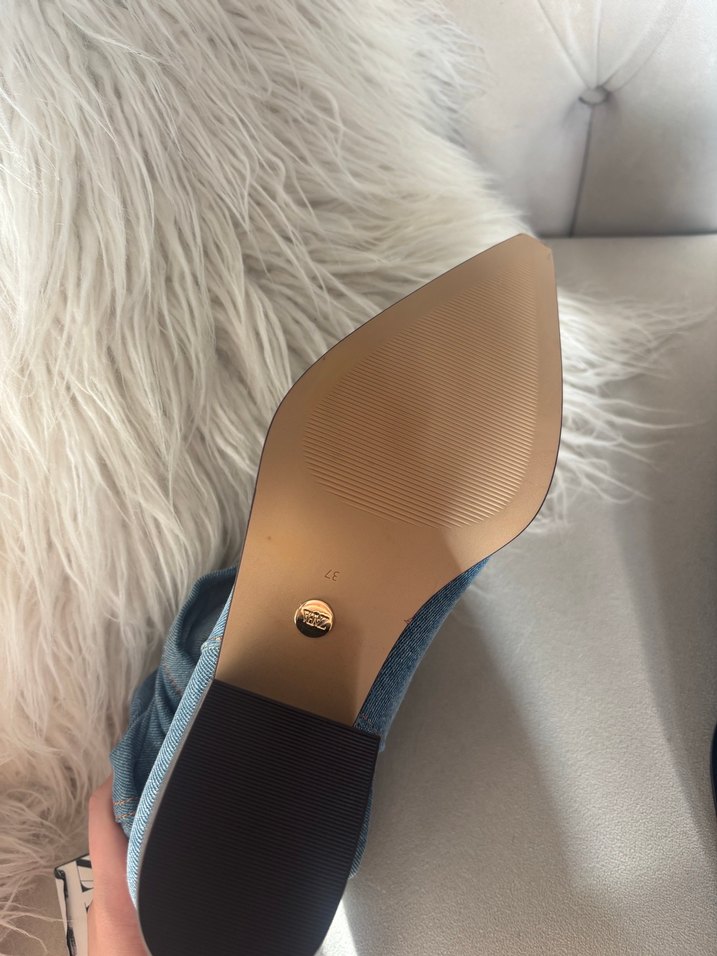 Mavi Denim Pileli İnce Topuklu Kadın Bot - Görsel 4