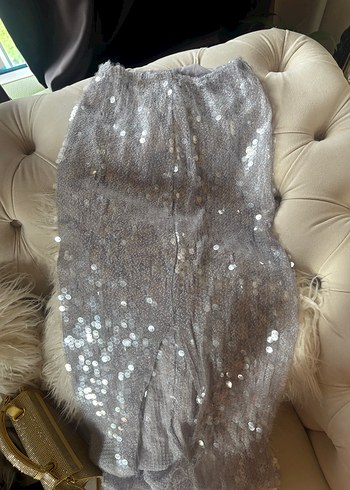 Gri Payetli Kadın etek - Görsel 2