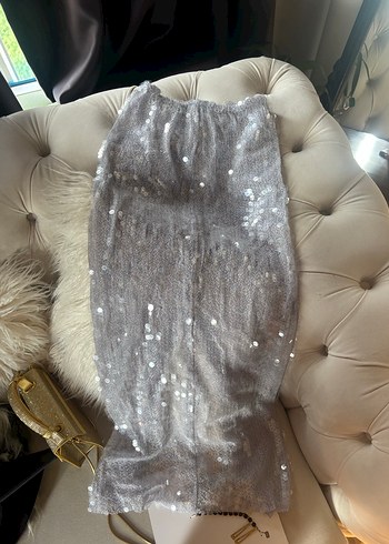 Gri Payetli Kadın etek - Görsel 4