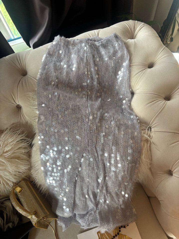 Gri Payetli Kadın etek - Görsel 3