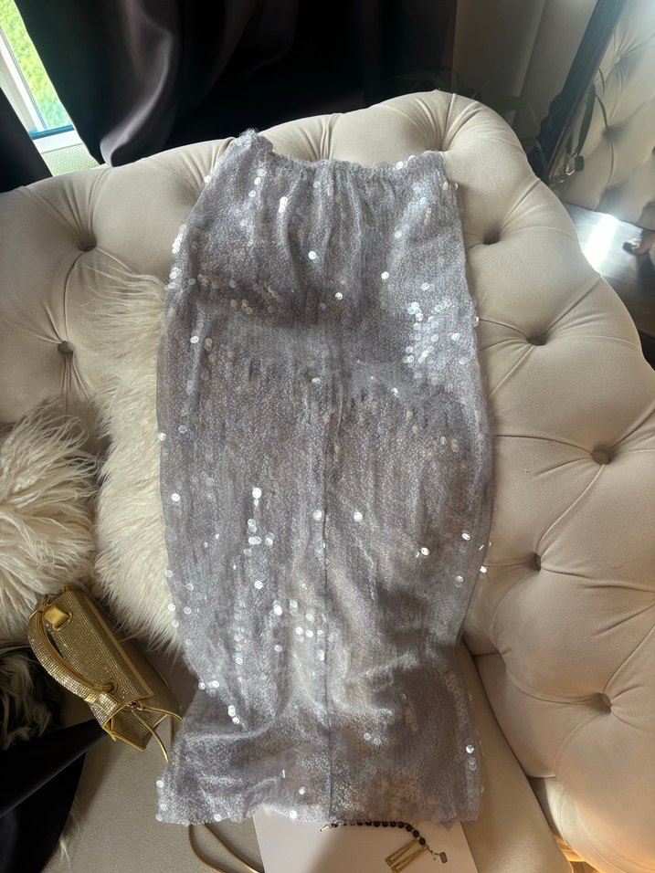 Gri Payetli Kadın etek - Görsel 4