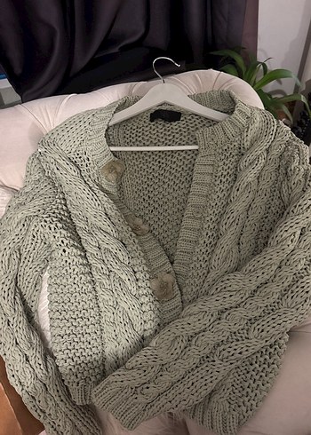 Yeşil Örgü Midi Kadın Hırka - Görsel 2