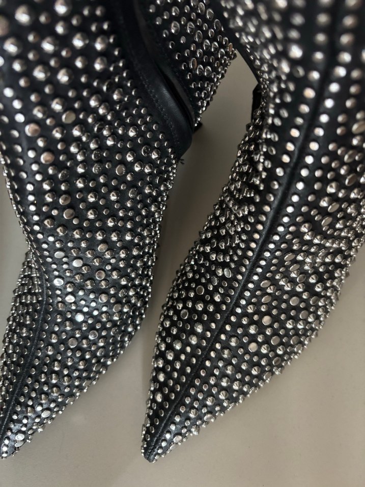 Gri Yılan Desenli Taşlı Stiletto Kadın Bot - Görsel 2