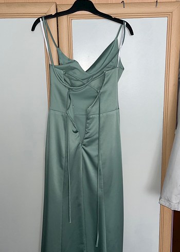 Yeşil Parlak yırtmaçlı  Uzun Abiye Elbise - Görsel 2