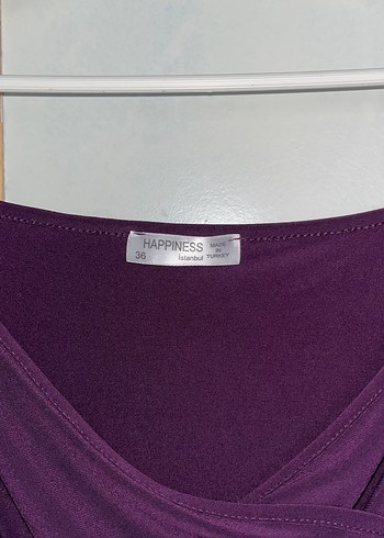 Mor Drapeli Uzun Kollu V Yakalı Bluz - Görsel 3