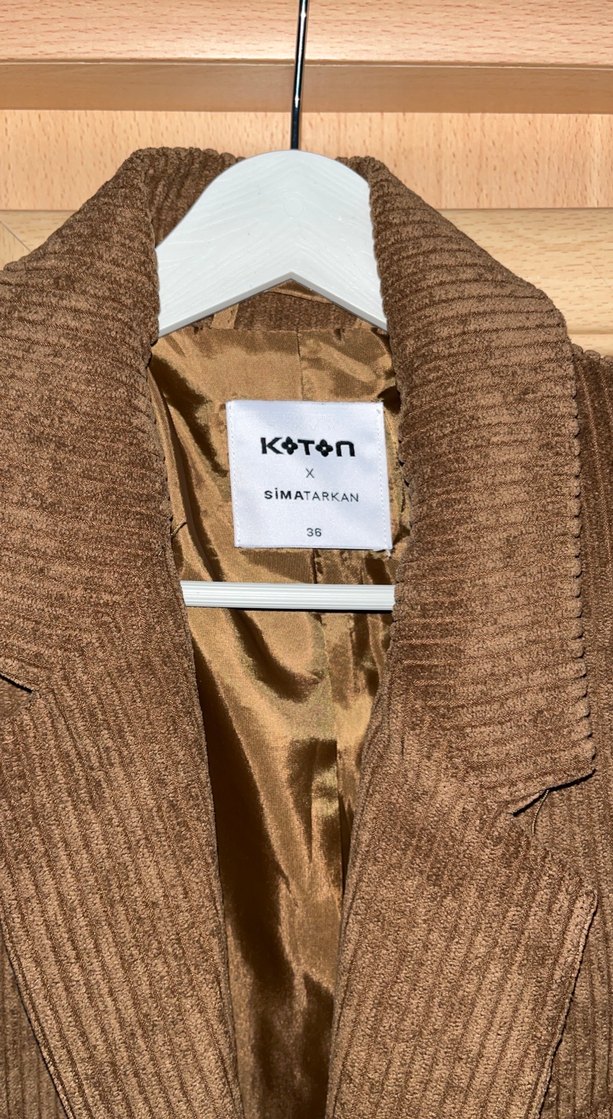 Düğmeli Kahverengi Kadın Süet Blazer Ceket - Görsel 2