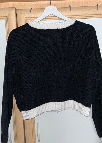 Düğmeli Siyah Triko Kadın Hırka - Görsel 3