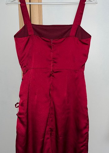 Bordo Drapeli Midi Kadın Elbise - Görsel 2