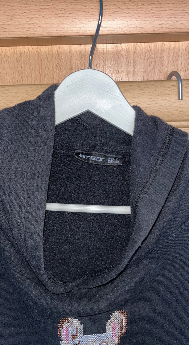 Nakışlı Kapüşonlu Siyah Sweatshirt - Görsel 2