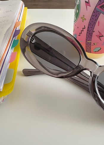 Bej Transparan Retro Kadın Güneş Gözlüğü - Görsel 2