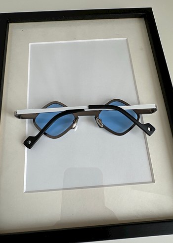 Beyaz Kare Çerçeve Mavi Cam Şık Plaj Stil Güneş Gözlüğü - Görsel 4