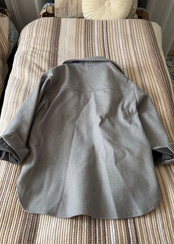 Gri Düğmeli Midi Kadın Kaban - Görsel 5