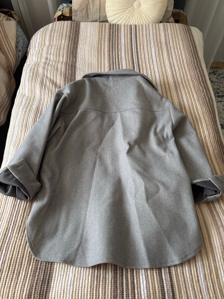 Gri Düğmeli Midi Kadın Kaban - Görsel 5