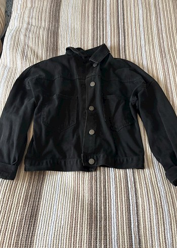 Siyah Düğmeli Kadın Denim Ceket - Görsel 4