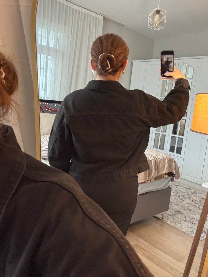 Siyah Düğmeli Kadın Denim Ceket - Görsel 3