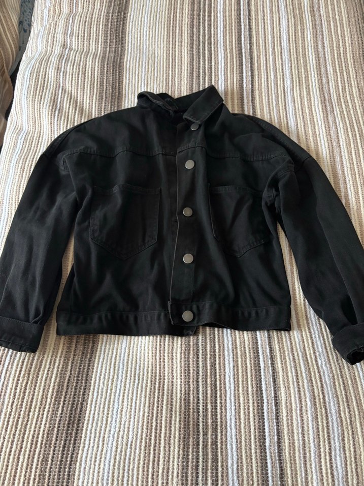 Siyah Düğmeli Kadın Denim Ceket - Görsel 4