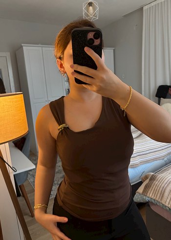 Kahverengi V Yaka Kolsuz Body - Görsel 2