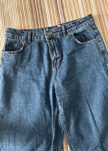 Kadın lacivert Bol Kesim Midi Kot Pantolon - Görsel 3