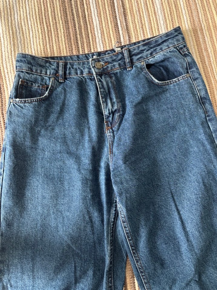 Kadın lacivert Bol Kesim Midi Kot Pantolon - Görsel 3