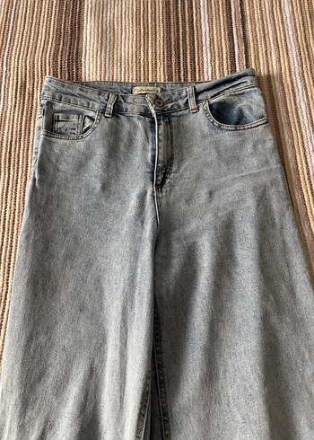 Açık mavi rahat Kesim Midi Kadın Kot Pantolon - Görsel 3