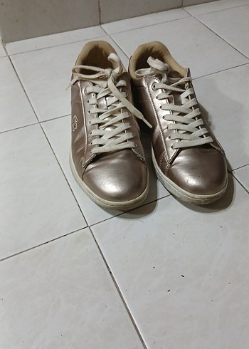 Bej Parlak Bağcıklı Kadın Spor Ayakkabı - Görsel 2